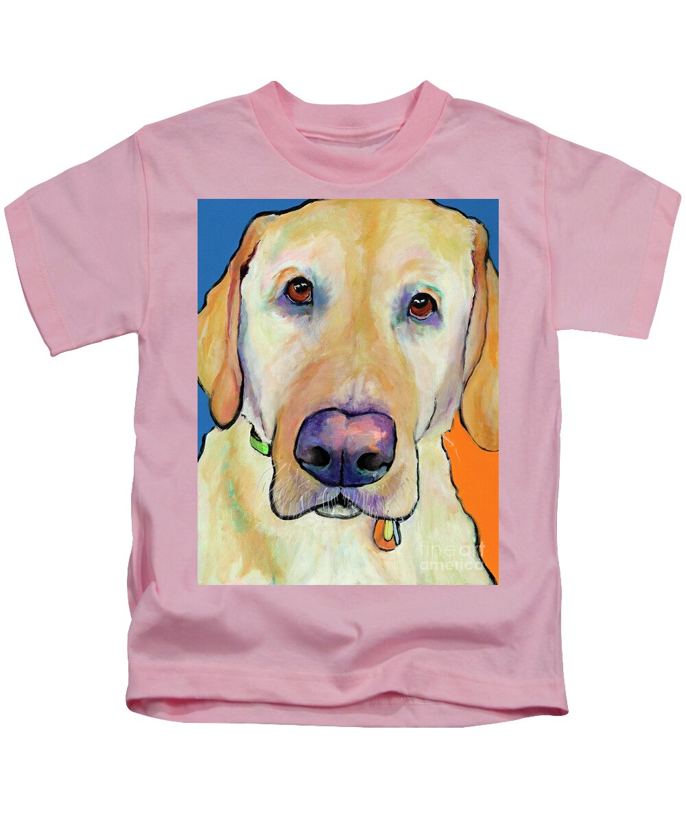 Yellow Lab Kids T-Shirt featuring the painting Spenser by Pat Saunders-White