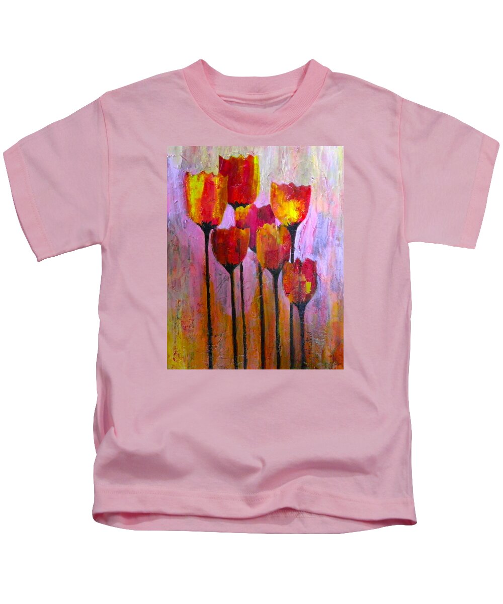 Tulips Kids T-Shirt featuring the painting Stand Up and Shine by Terry Honstead