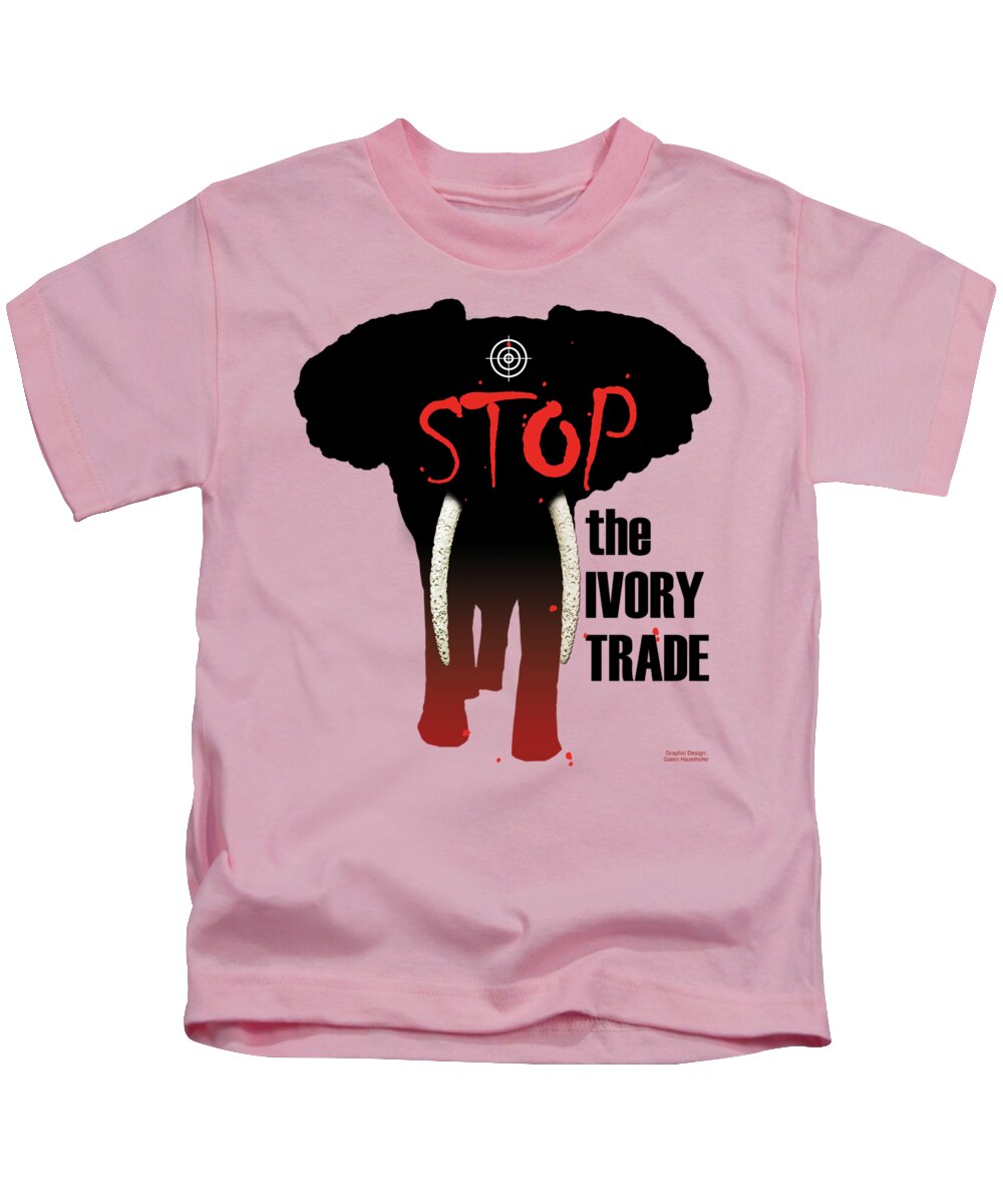 Elephant Kids T-Shirt featuring the painting Stop the Ivory Trade by Galen Hazelhofer