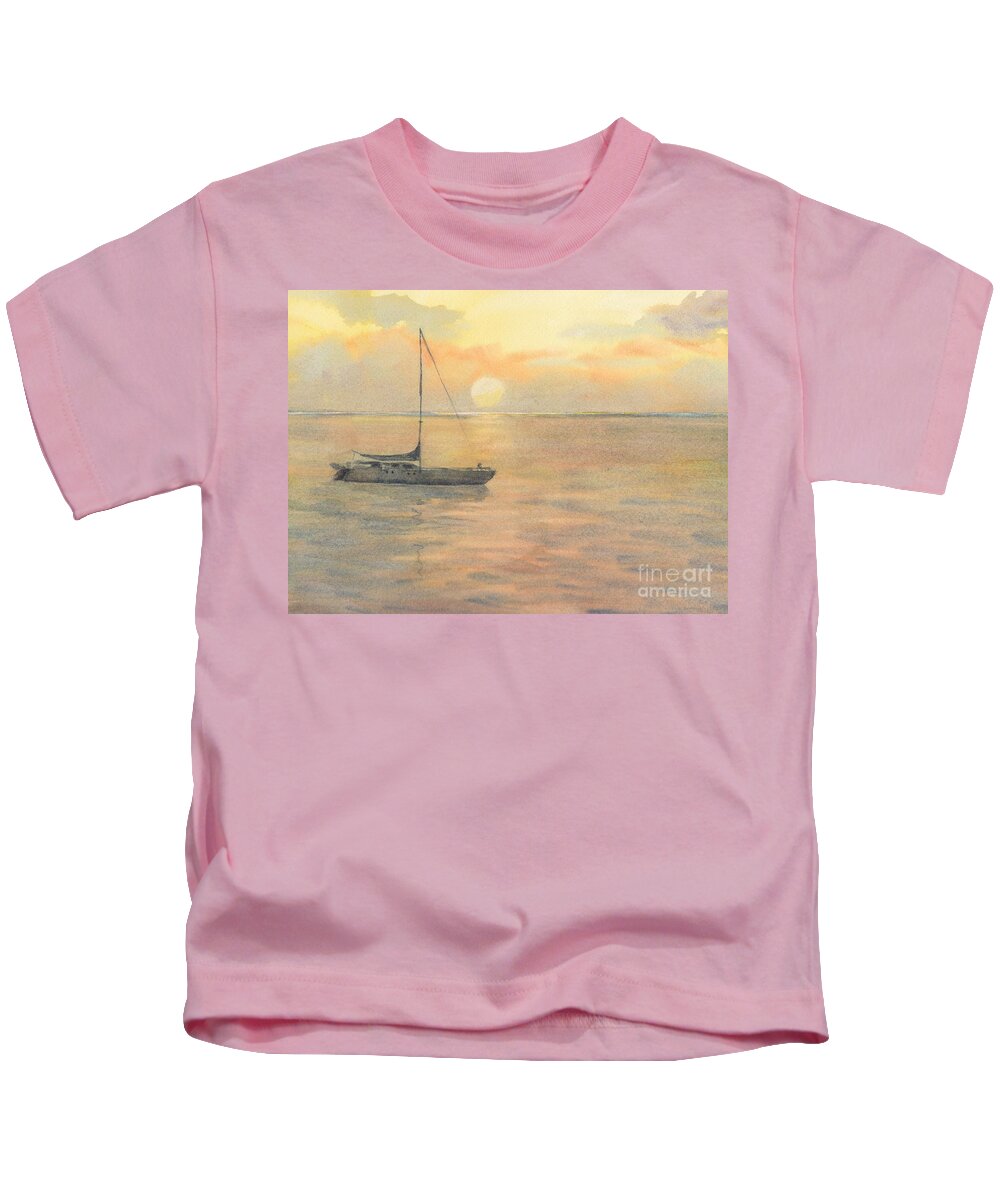 Sunset Kids T-Shirt featuring the painting Sunset by Watercolor Meditations