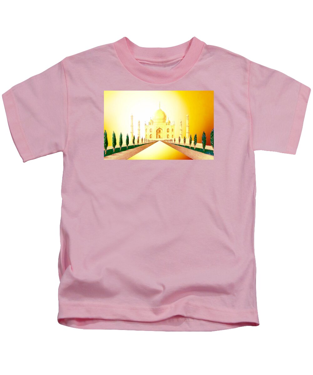 Taj Mahal Kids T-Shirt featuring the mixed media Taj Mahal by Hartmut Jager