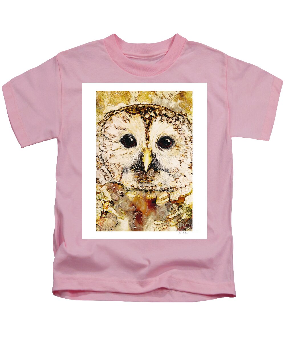 Jan Killian Kids T-Shirt featuring the painting The Barred Owl by Jan Killian