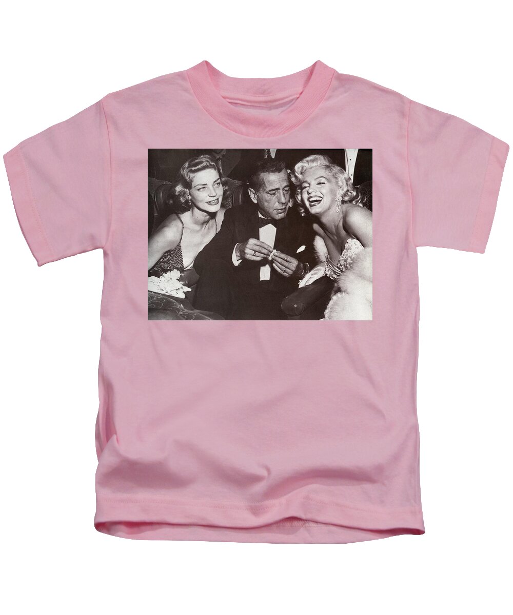 The Bogarts Nightclubbing With Marilyn Monroe C.1953 Kids T-Shirt featuring the photograph The Bogarts nightclubbing with Marilyn Monroe c.1953 by David Lee Guss
