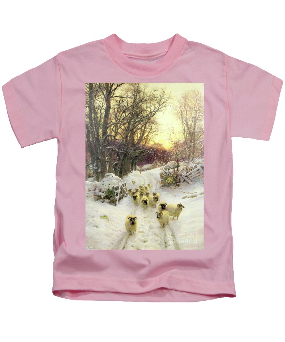 Sunset Kids T-Shirt featuring the painting The Sun Had Closed the Winter's Day by Joseph Farquharson