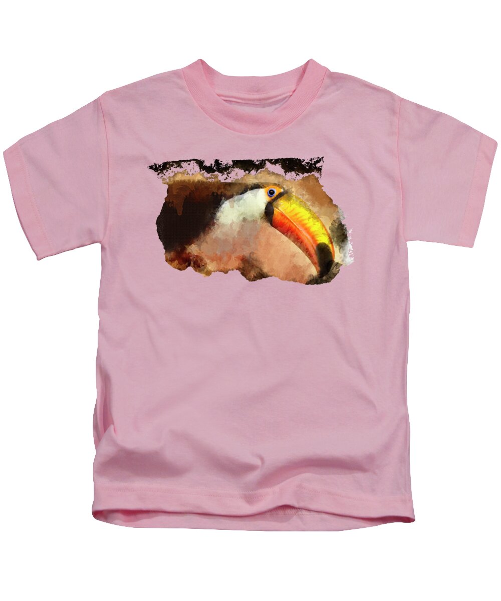 Toucan Kids T-Shirt featuring the mixed media Toucan by David Millenheft
