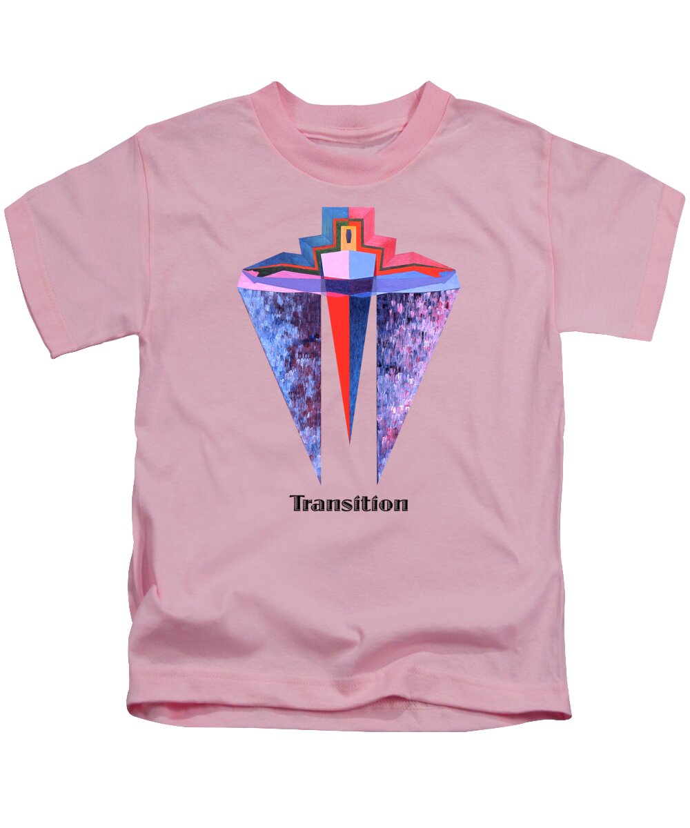 Painting Kids T-Shirt featuring the painting Transition text by Michael Bellon