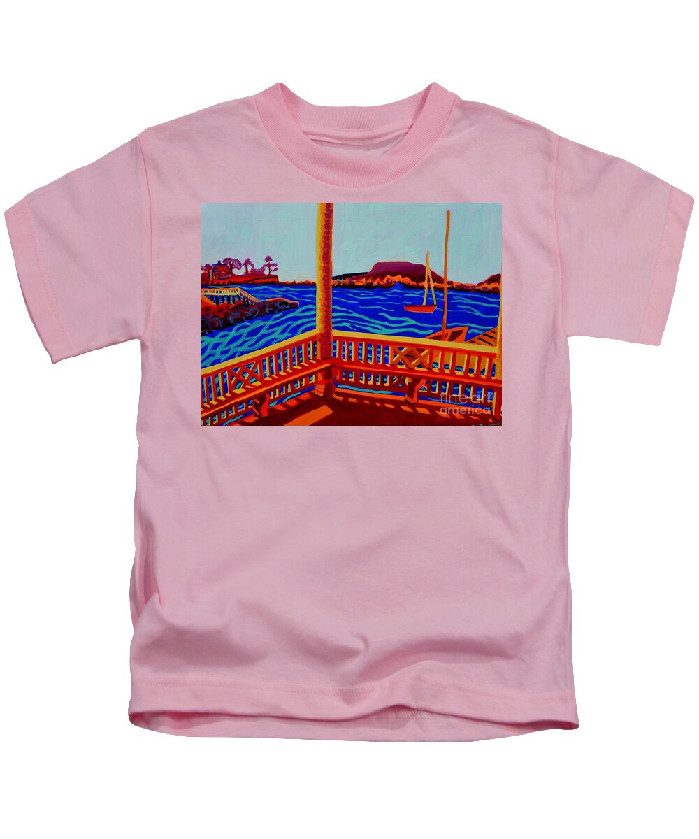 Landscape Kids T-Shirt featuring the painting Tucks Point Gazebo View by Debra Bretton Robinson