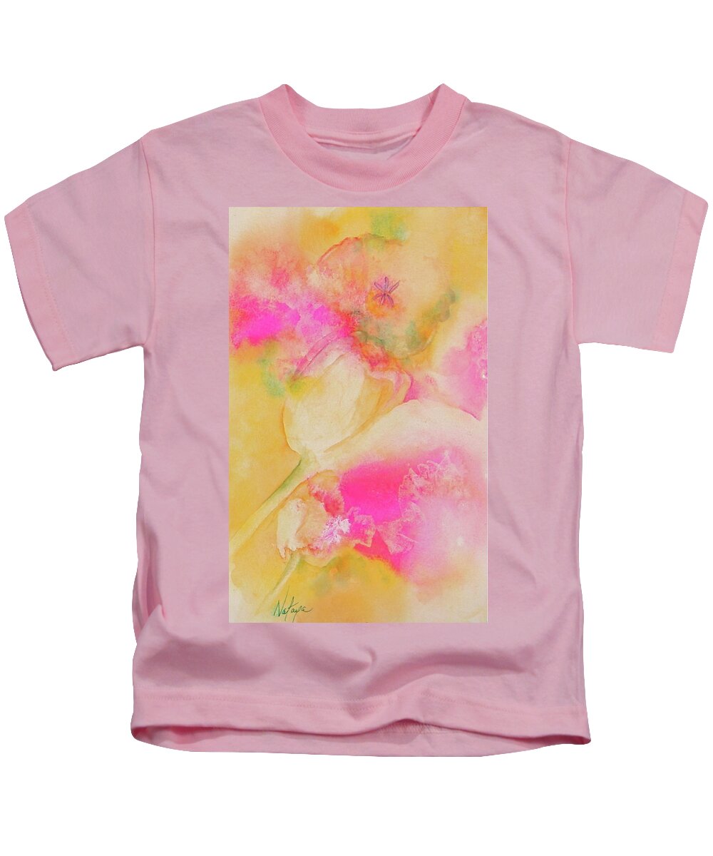 Tulips Kids T-Shirt featuring the painting Tulip Fantasia by Nataya Crow