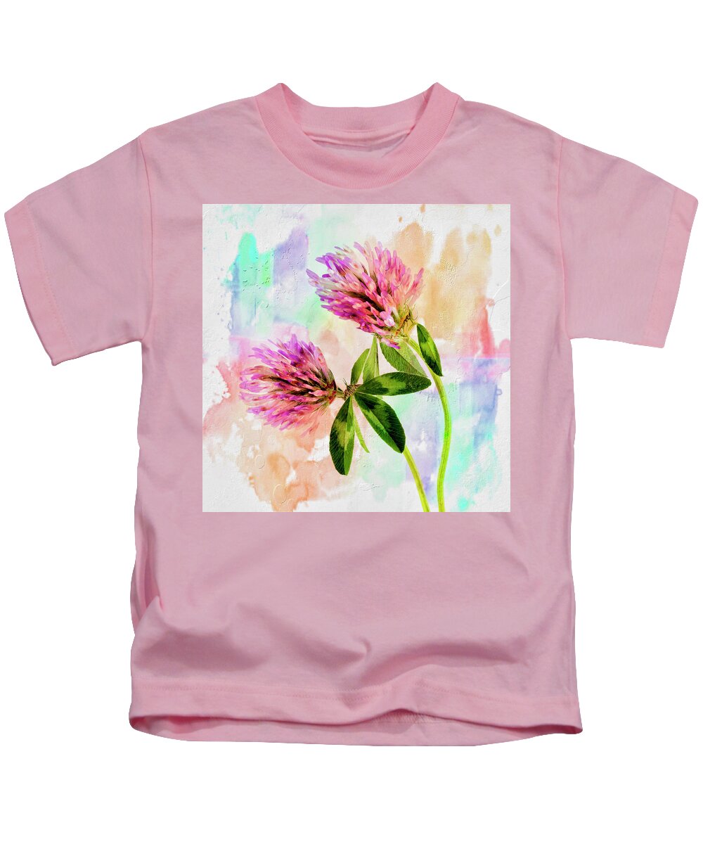 Flower Kids T-Shirt featuring the photograph Two Clover Flowers with Pastel Shades. by John Paul Cullen