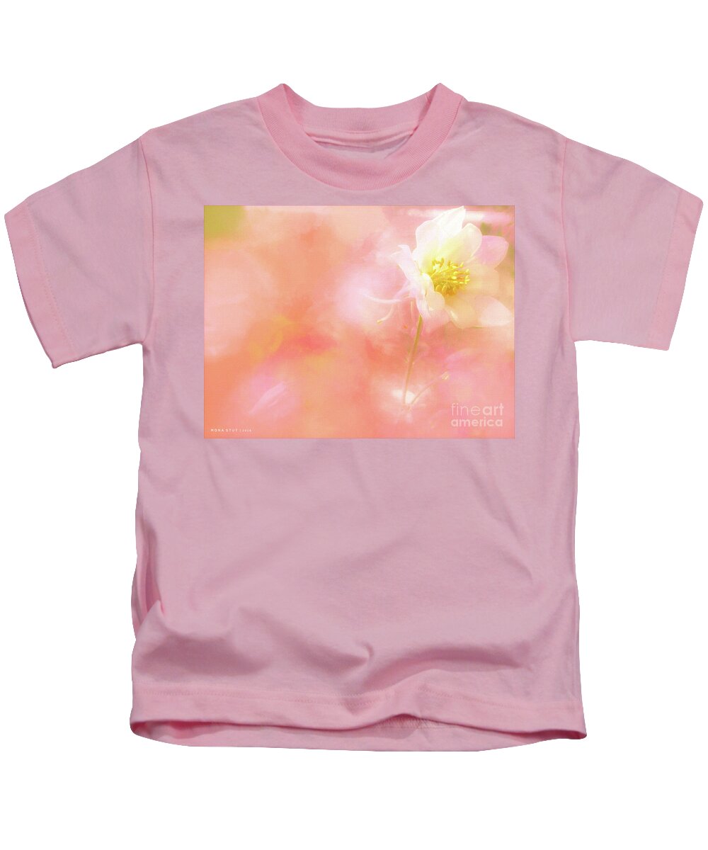 Mona Stut Kids T-Shirt featuring the digital art Elegant Columbine Wildflower by Mona Stut