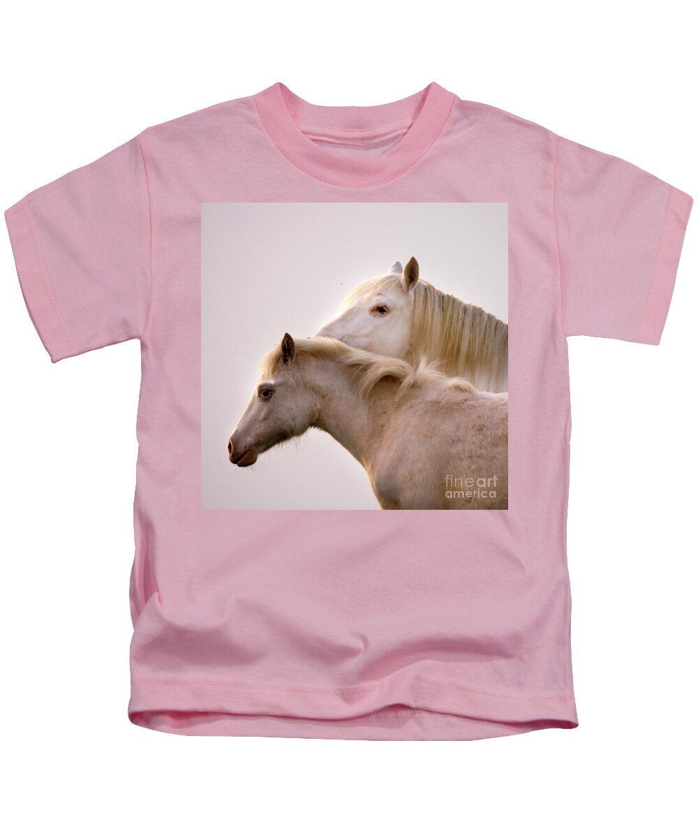 Horse Kids T-Shirt featuring the photograph White Horses by Ang El
