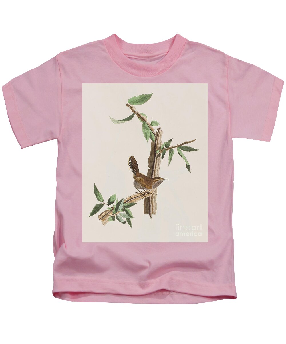 Wren Kids T-Shirt featuring the painting Wren by John James Audubon
