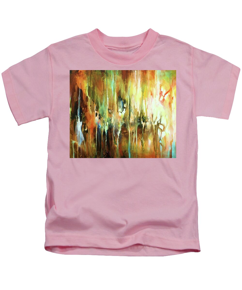 Abstract Kids T-Shirt featuring the painting Gravity by Michael Lang