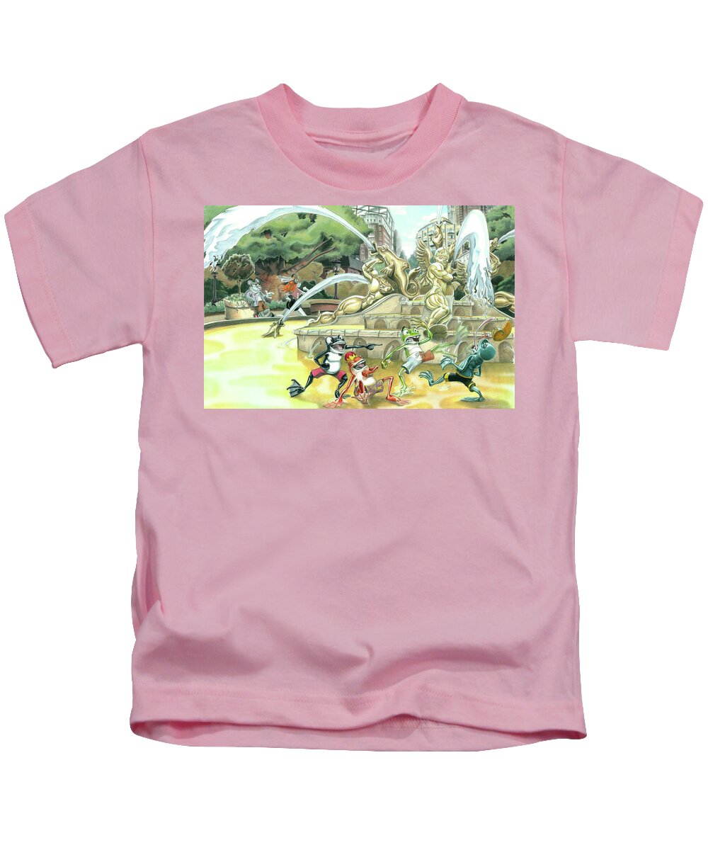 Animals Kids T-Shirt featuring the digital art 4 Frogs by Kynn Peterkin