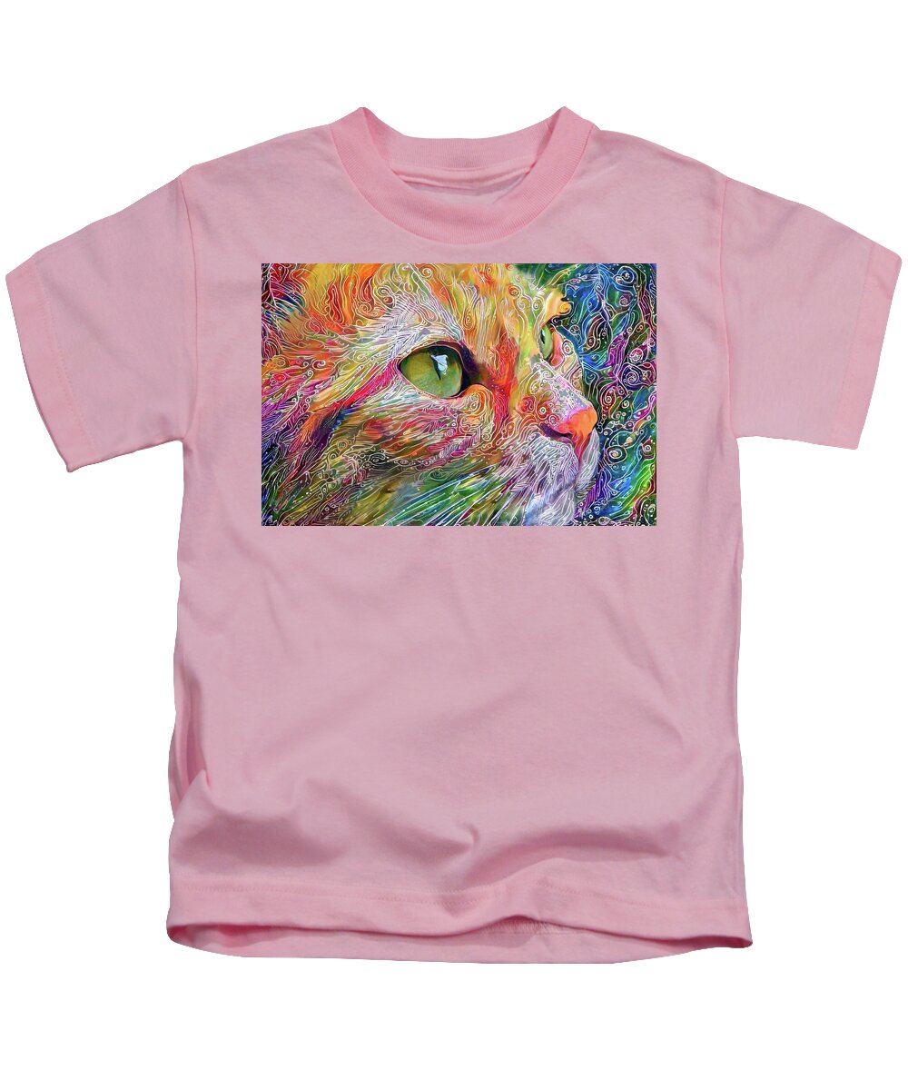 Orange Cat Kids T-Shirt featuring the digital art A Ginger Cat Named Jelly by Peggy Collins