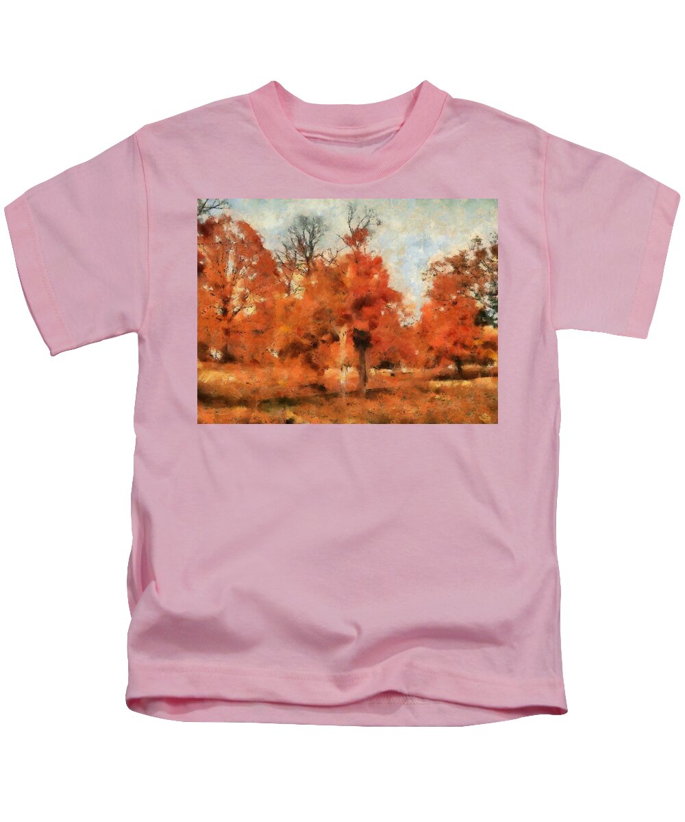Fall Kids T-Shirt featuring the mixed media Afternoon in the Cemetery I by Christopher Reed