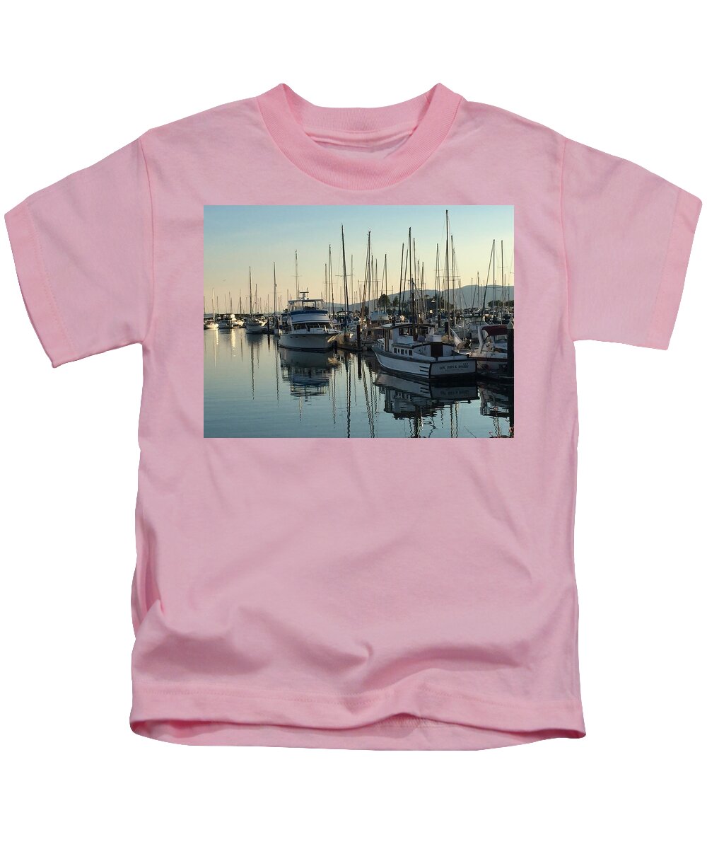 Sailboats Kids T-Shirt featuring the photograph Boats at Sunset by Mary Anne Delgado
