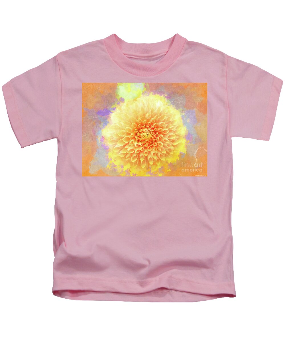 Mona Stut Kids T-Shirt featuring the digital art Cheery Dahlia Beauty by Mona Stut