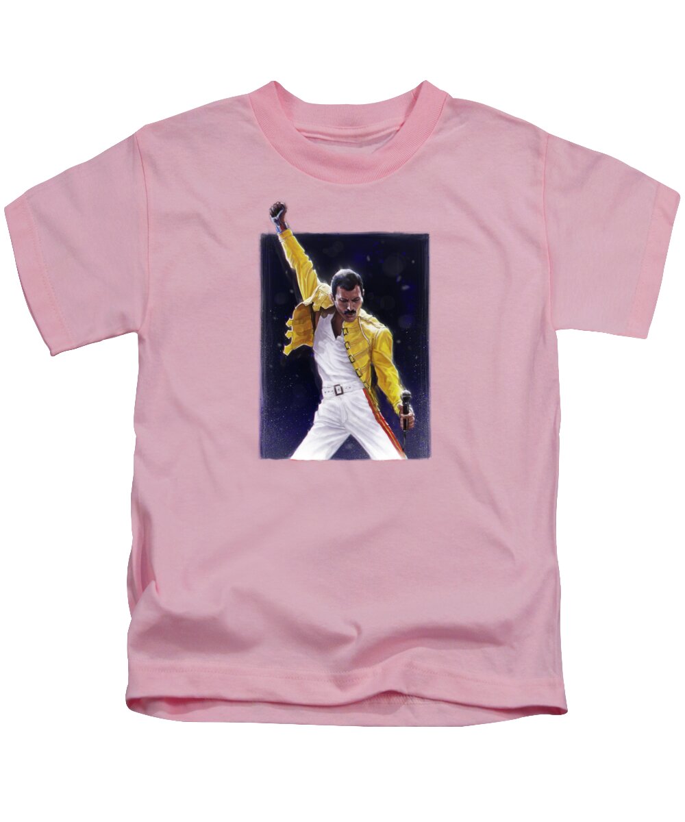 Freddie Mercury Kids T-Shirt featuring the digital art Classic Freddie by Andre Koekemoer