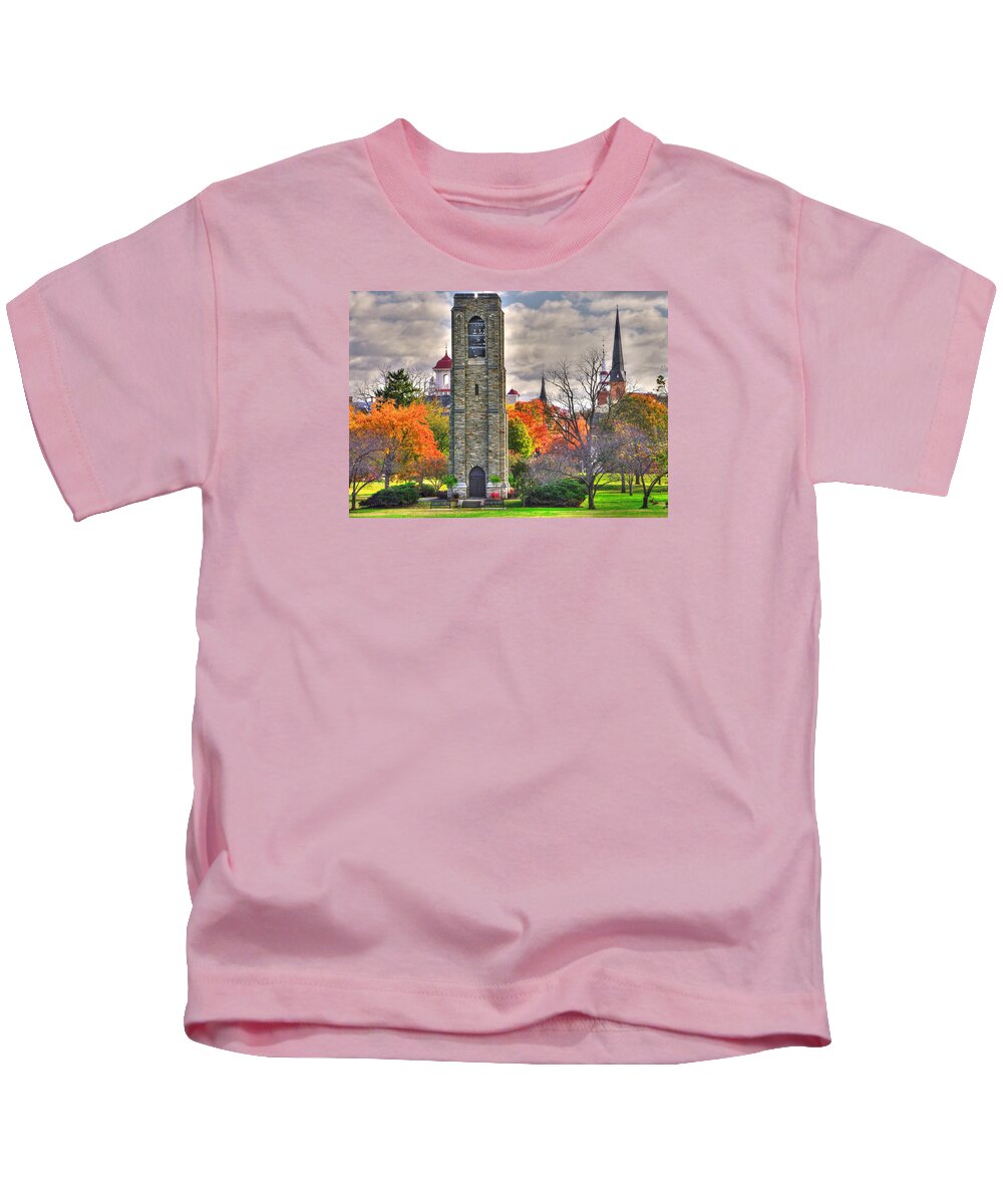 Clustered Spires Kids T-Shirt featuring the photograph Clustered Spires Series - Joseph Dill Baker Carillon and the Clustered Spires No. 5 - Frederick Md by Michael Mazaika