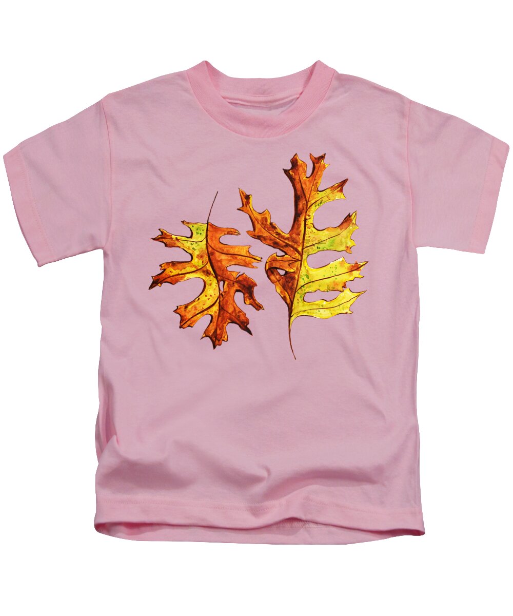 Autumn Leaf Kids T-Shirt featuring the painting Dancing Autumn Leaves by Boriana Giormova