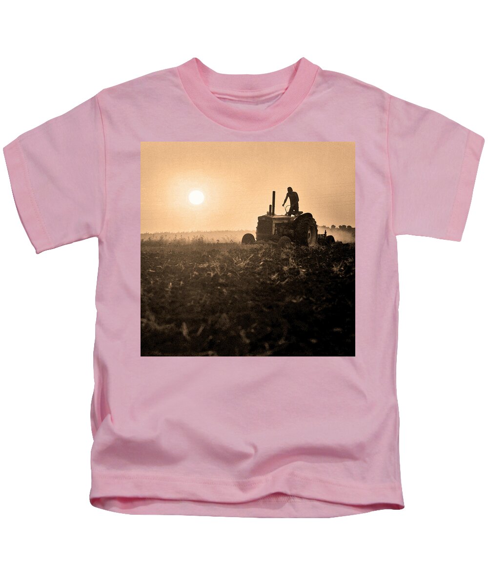 Farmer Tractor Kids T-Shirt featuring the photograph Farmer by Neil Pankler