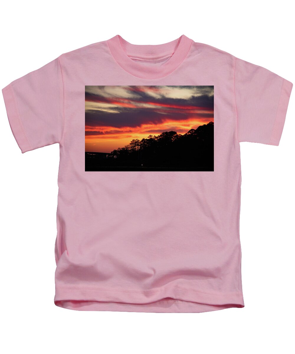 Fishcamp Kids T-Shirt featuring the photograph Fishcamp on Broad Creek Sunset by Dennis Schmidt