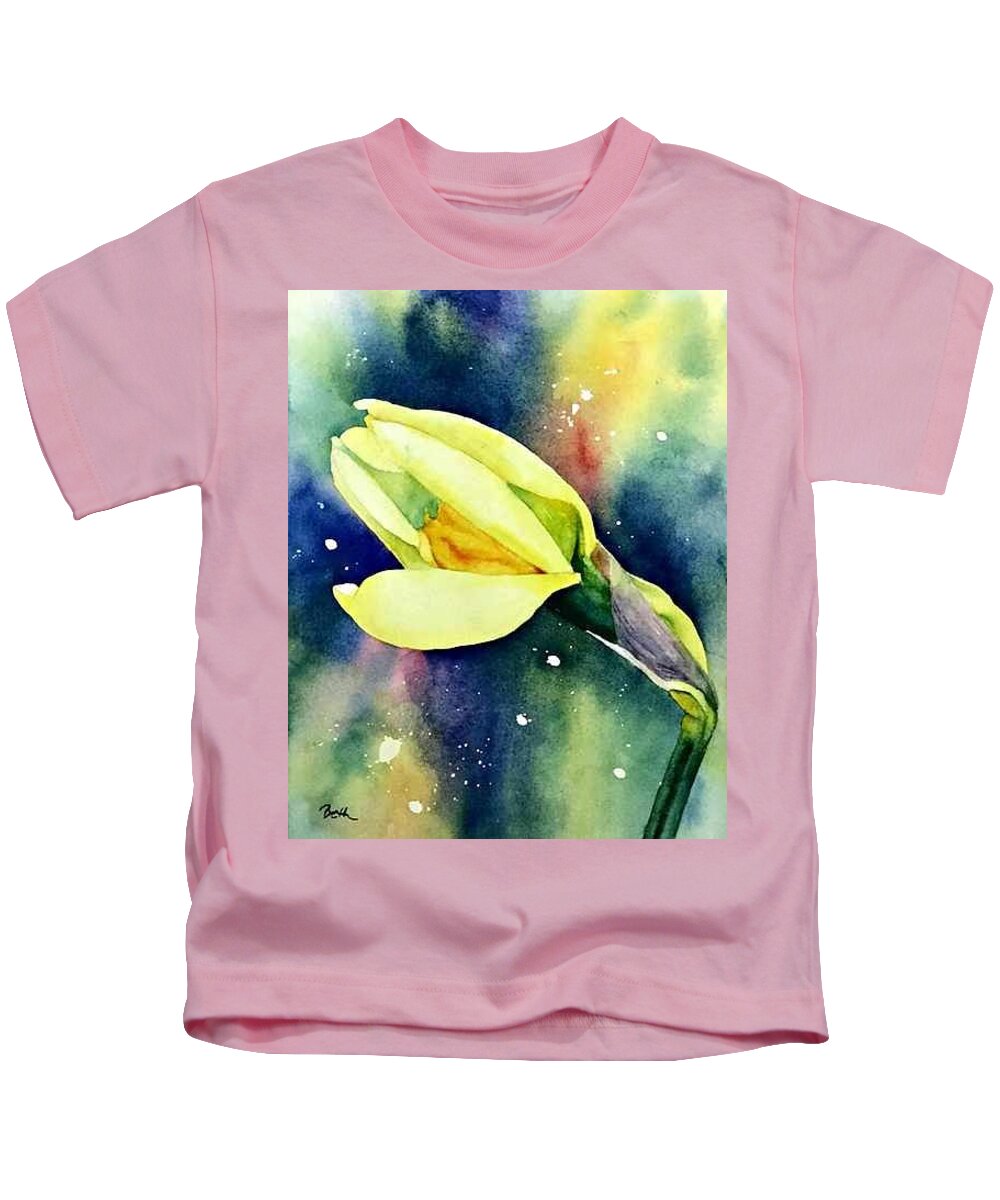 Daffodil Kids T-Shirt featuring the painting Gimme A Day by Beth Fontenot
