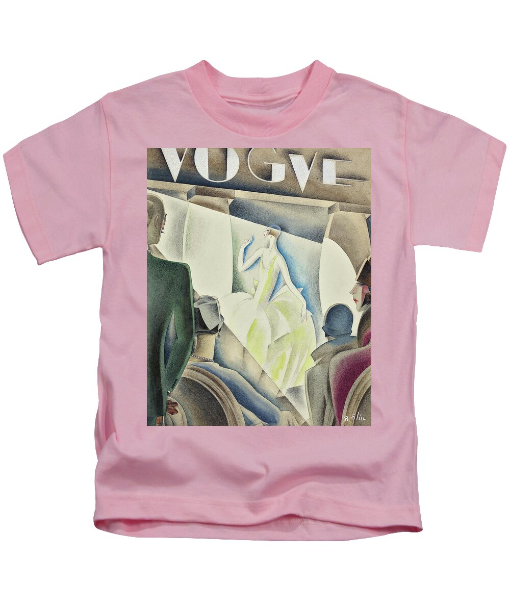 #new2022vogue Kids T-Shirt featuring the painting Illustration Of A 1920s Fashion Show by William Bolin