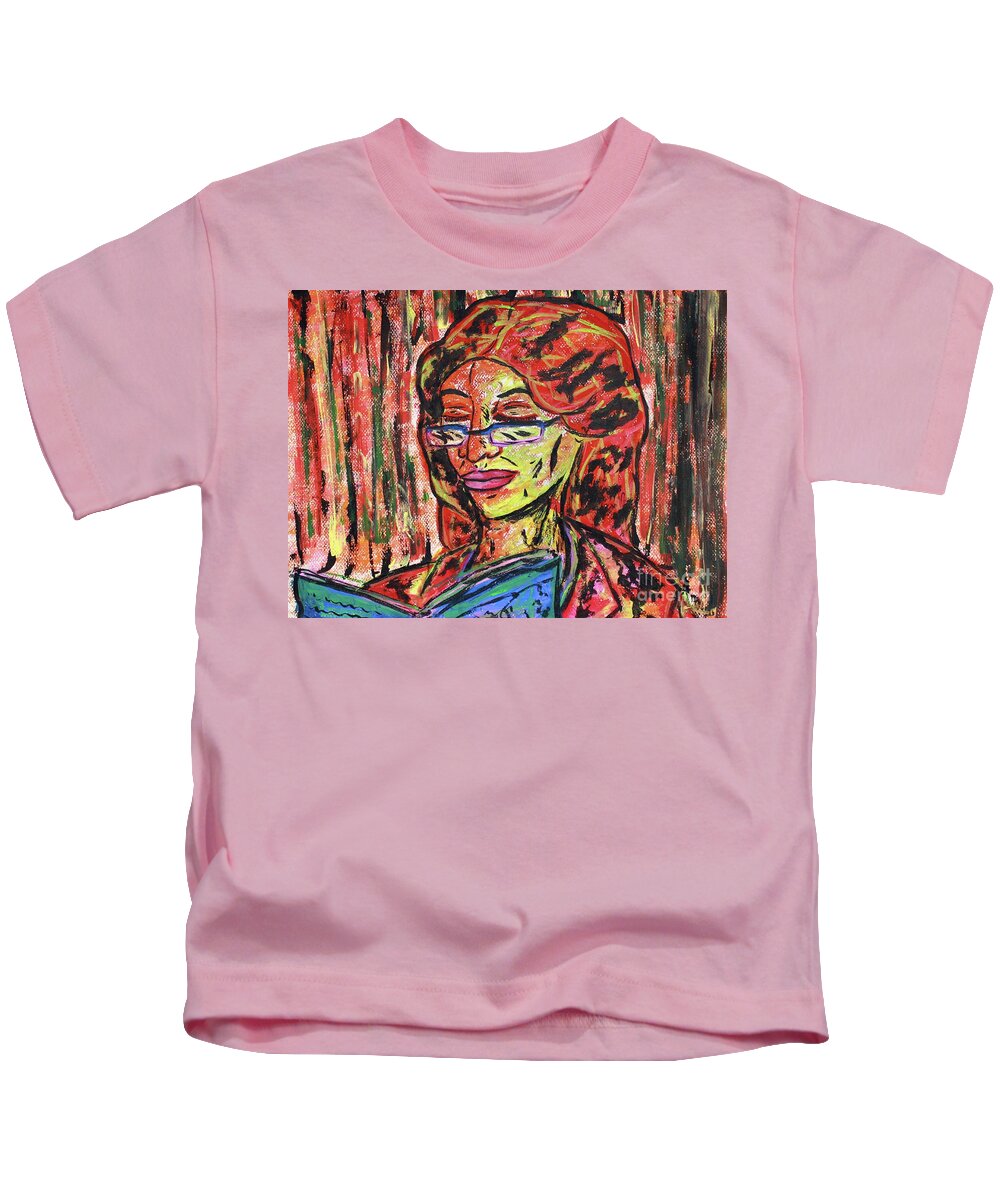 Acrylic Kids T-Shirt featuring the drawing Mom Reading by Odalo Wasikhongo