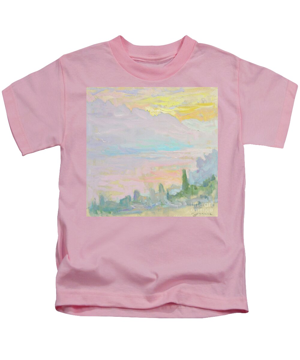 Fresia Kids T-Shirt featuring the painting Morning Rush by Jerry Fresia