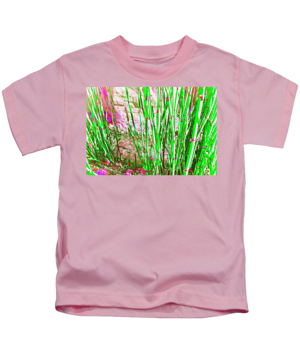 Reeds Kids T-Shirt featuring the photograph Pixel Reeds by Debra Grace Addison