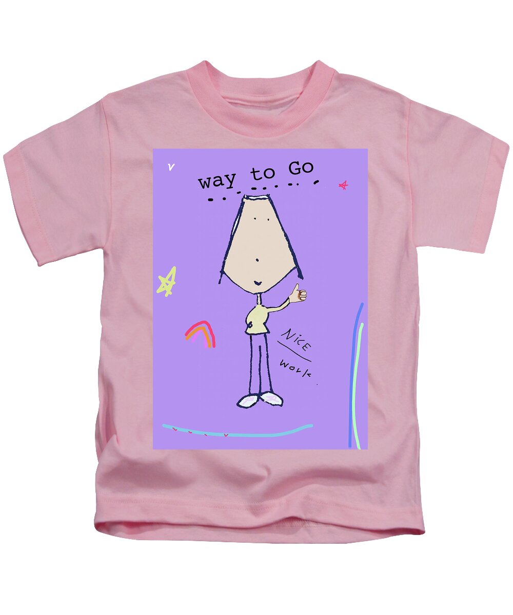 Way To Go Kids T-Shirt featuring the drawing Purple Penelope by Ashley Rice