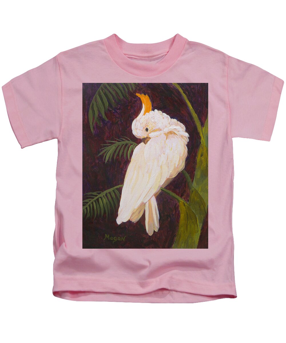 Cockatoo Kids T-Shirt featuring the painting Sleepy Cockatoo by Megan Collins