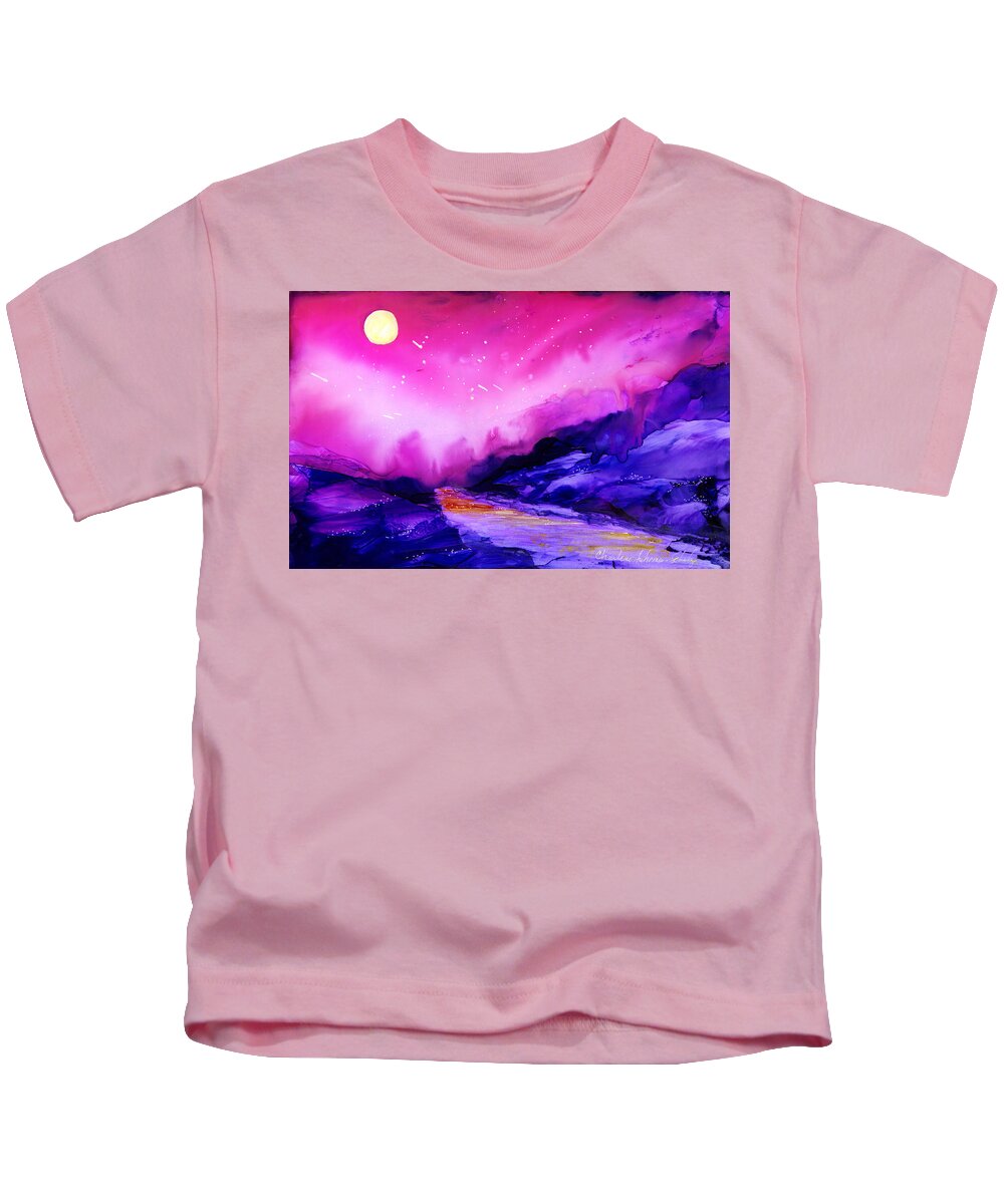 Landscape Kids T-Shirt featuring the painting Star Light, Star Bright, the Fairies Dance Tonight by Charlene Fuhrman-Schulz
