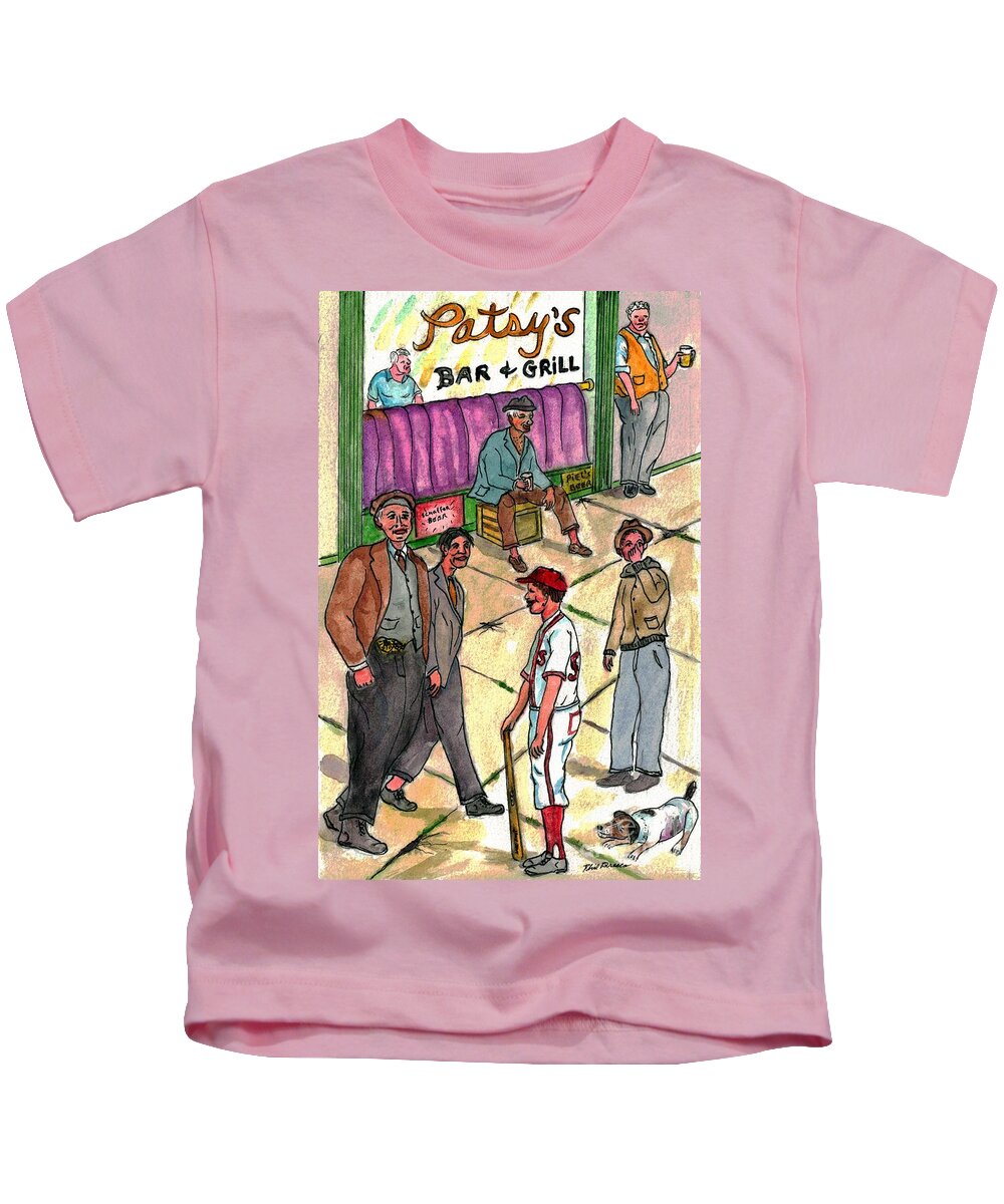 Talking Kids T-Shirt featuring the painting Talking About Baseball With The Men At The Corner Bar and Grill by Philip And Robbie Bracco