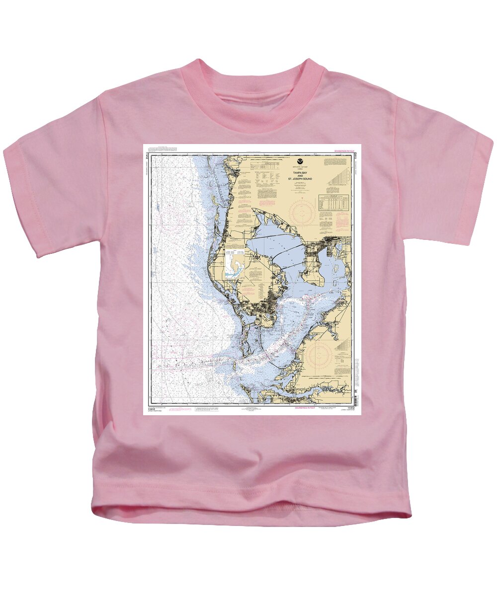 11412 Kids T-Shirt featuring the digital art Tampa Bay and St. Joseph Sound NOAA Chart 11412 by Nautical Chartworks