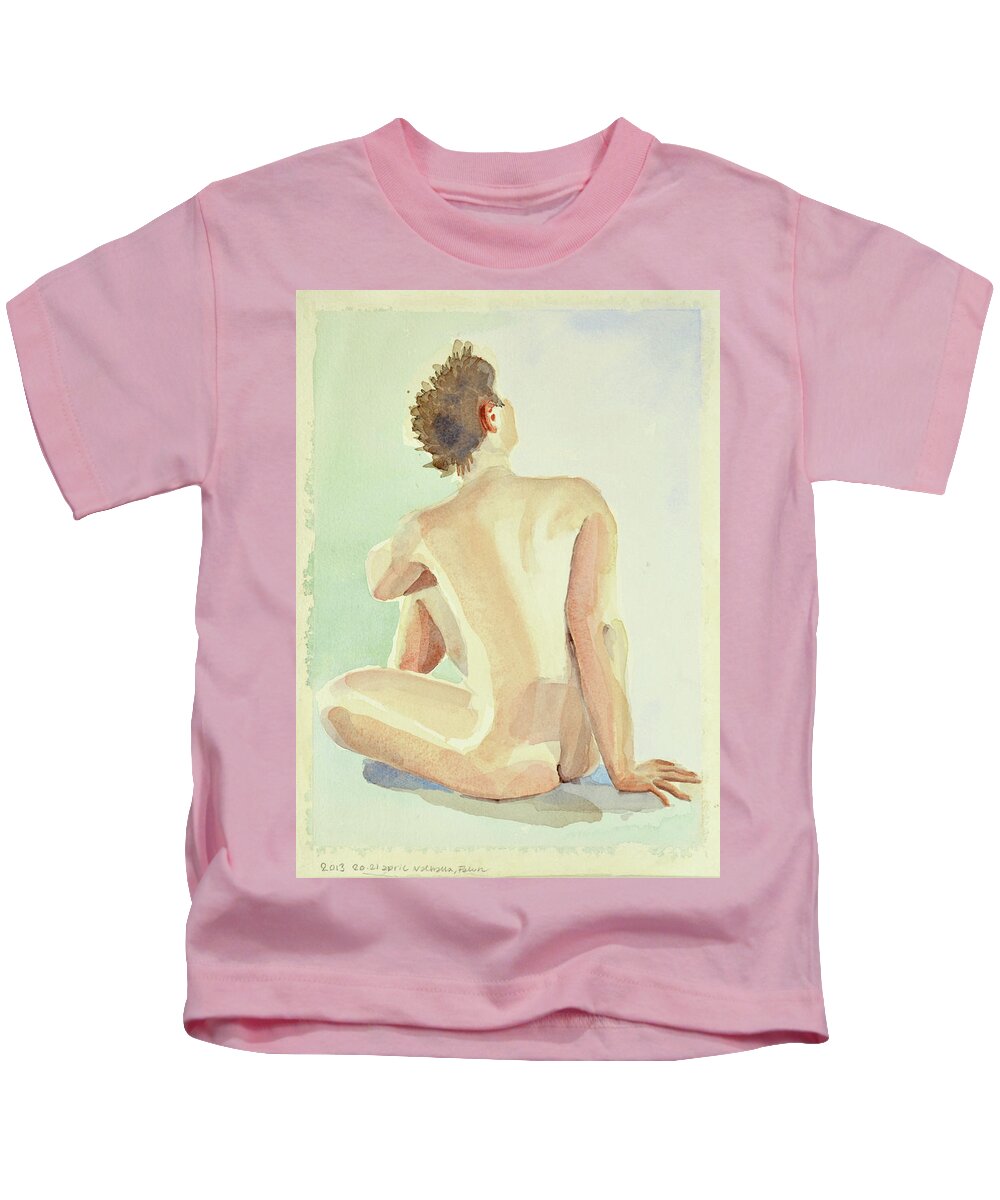 Modell Akvarell 2013 04 20-21 Kids T-Shirt featuring the painting Looking Upwards_Tittande uppat_2013 04 20-21_0033_Up to 60 x 90 cm on canvas by Marica Ohlsson