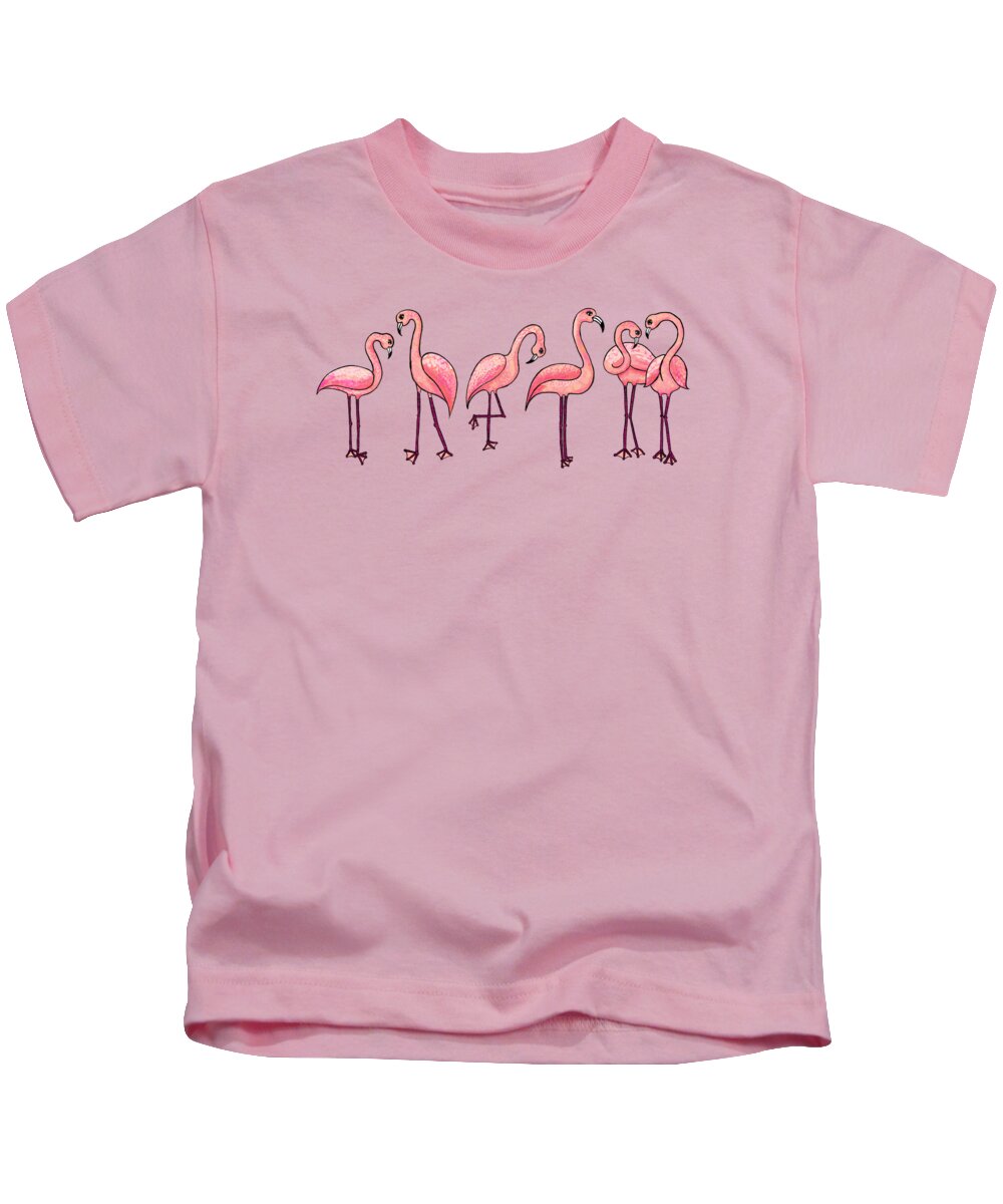 Flamingos Kids T-Shirt featuring the painting Tropical Flamingos by Jen Montgomery