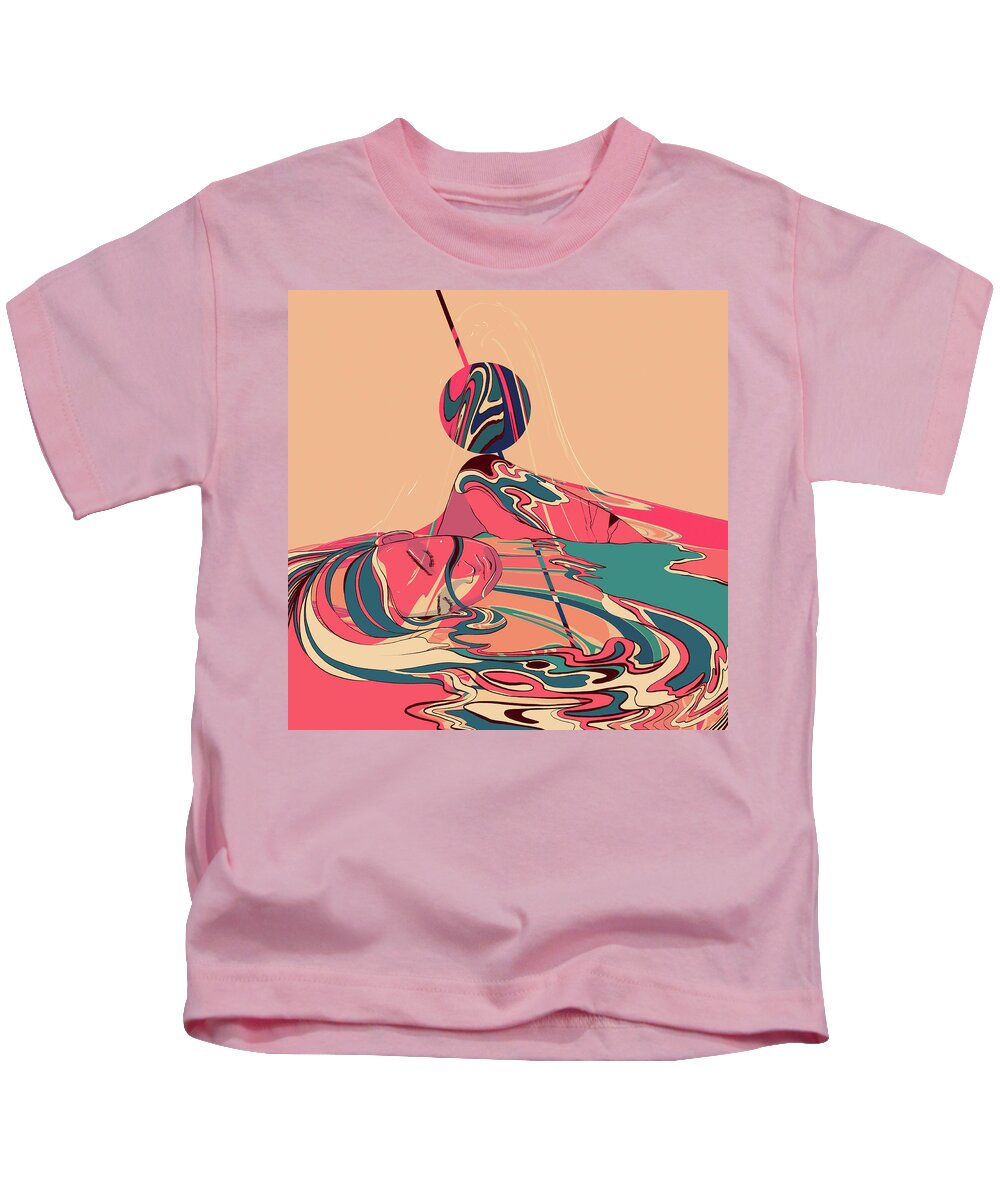 18-19 Years Kids T-Shirt featuring the photograph Woman In Flowing Abstract Pattern by Ikon Images