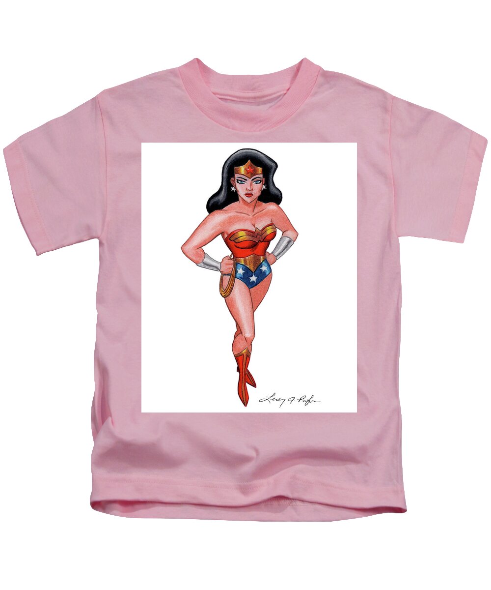 Wonder Woman Animated Stye Kids T-Shirt by Leroy Pugh - Fine Art America