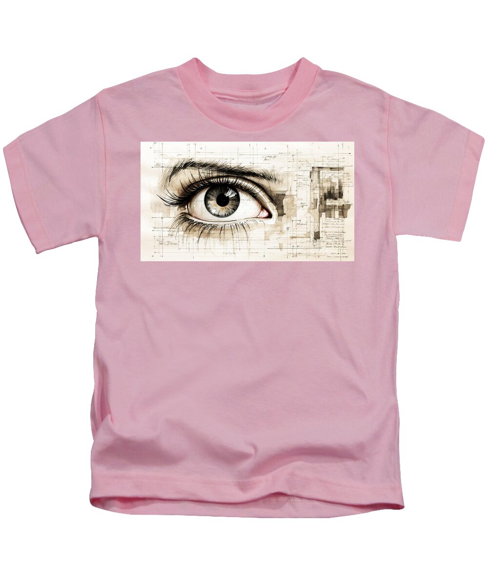 Look Kids T-Shirt featuring the digital art The look of a woman's eye. #1 by Odon Czintos