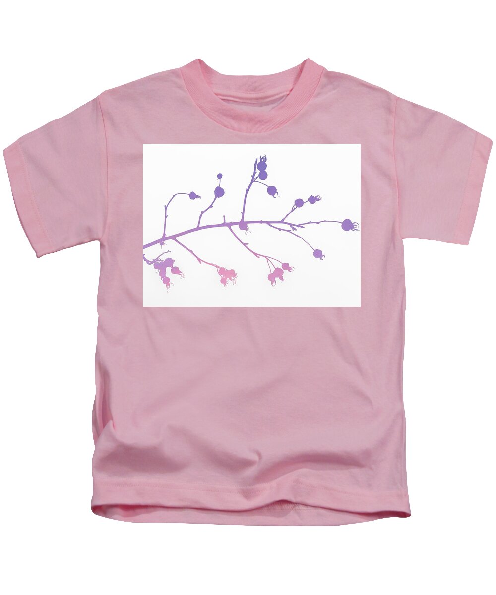Digital Art Kids T-Shirt featuring the photograph Wild Rose Hip Silhouette #2 by Jerry Abbott