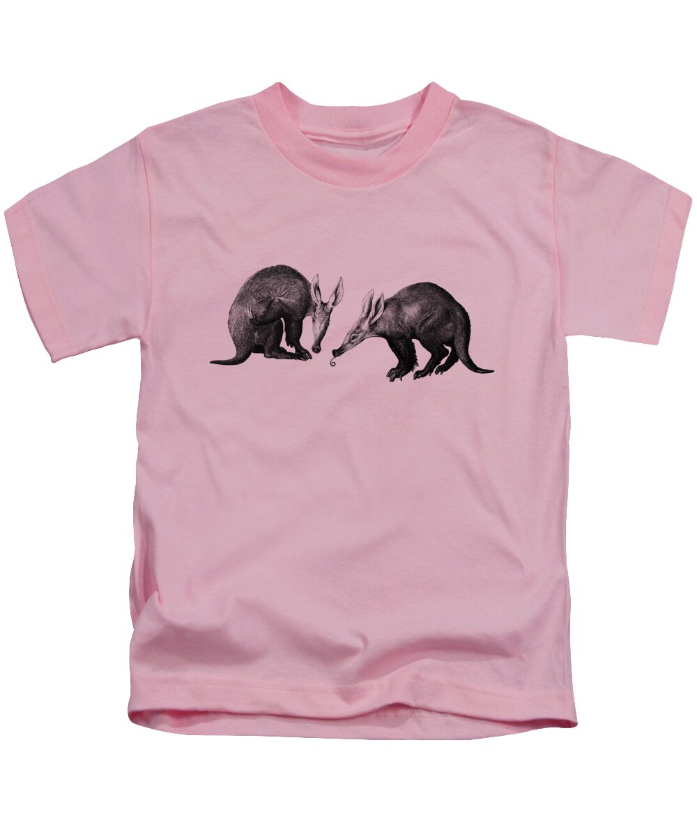 Aardvark Kids T-Shirt featuring the digital art Aardvark Couple by Madame Memento