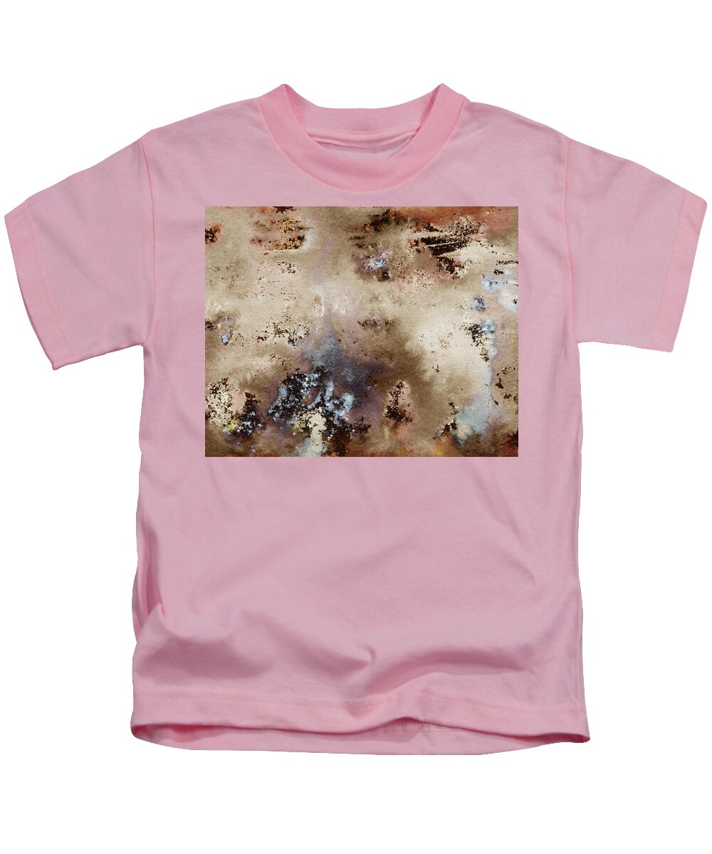 Granite Kids T-Shirt featuring the painting Abstract Watercolor Granite Stone Surface Brown And Beige by Irina Sztukowski