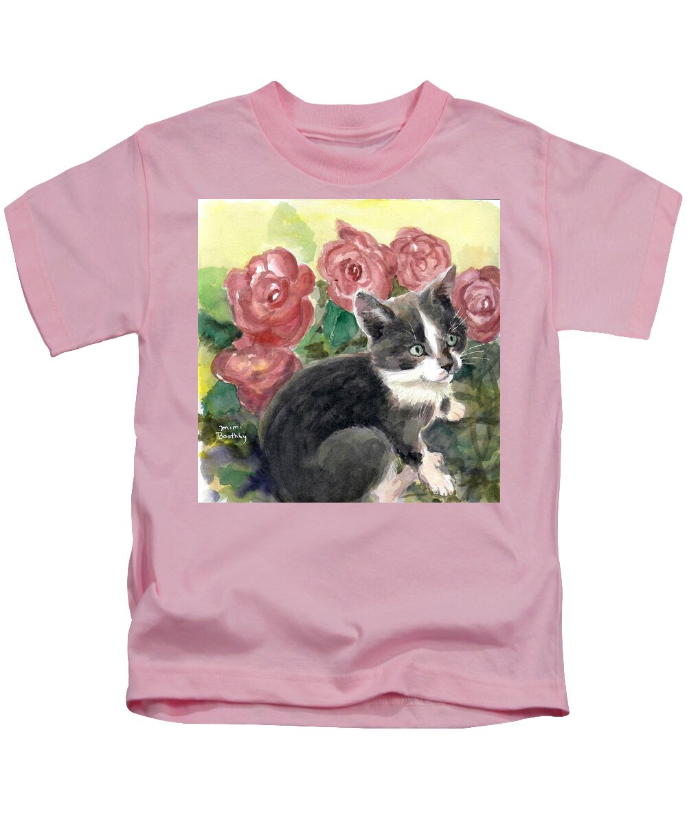 Kitten Kids T-Shirt featuring the painting Anissa by Mimi Boothby