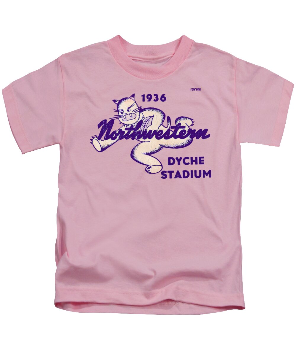 Northwestern University Kids T-Shirt featuring the mixed media 1936 Minnesota vs. Northwestern by Row One Brand