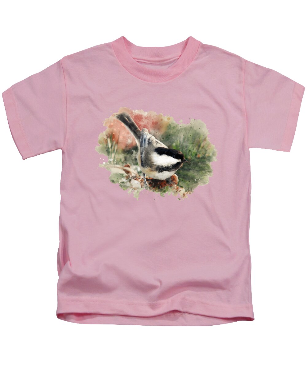 Chickadee Kids T-Shirt featuring the mixed media Beautiful Chickadee - Watercolor Art by Christina Rollo
