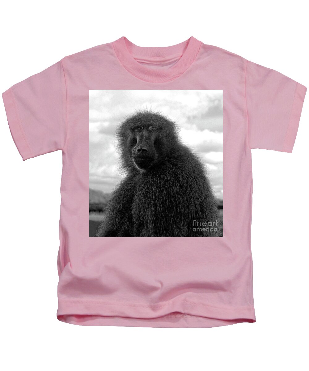 Baboon Kids T-Shirt featuring the photograph Selfie Portrait Baboon by Doc Braham