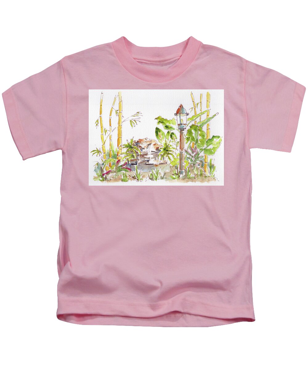 Impressionism Kids T-Shirt featuring the painting Bamboo In The Riverside Courtyard by Pat Katz